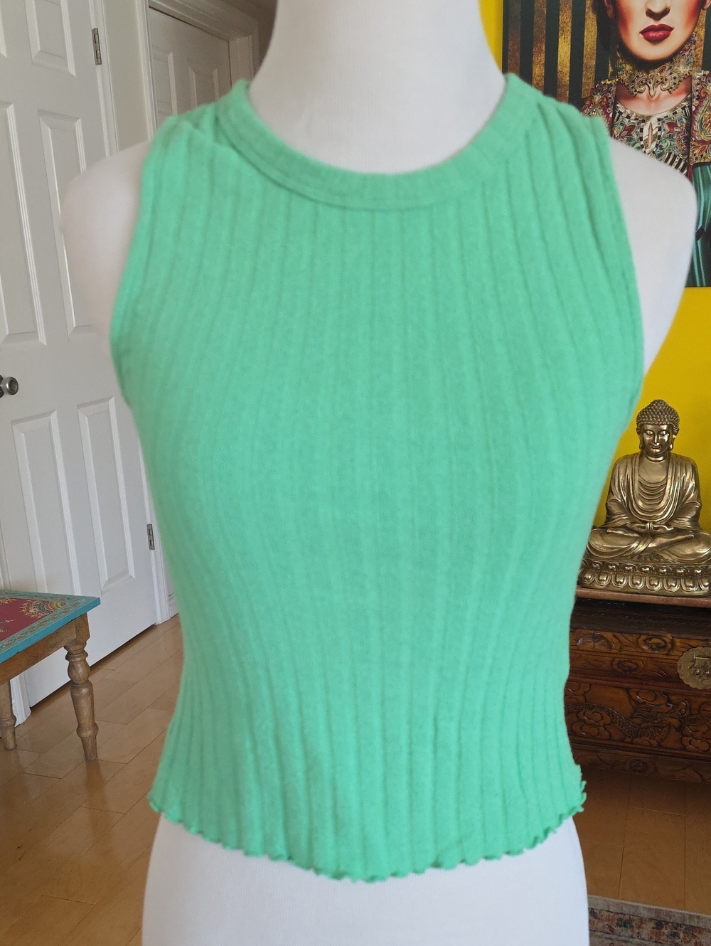 H&M Mint Green Ribbed Tank Top